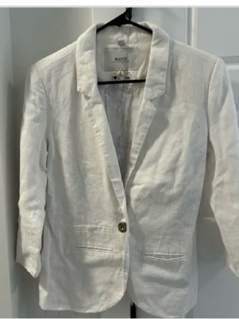 Malvin  White Linen-Blend Single-Button Blazer